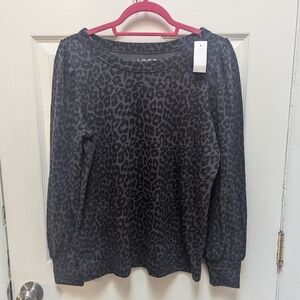 NWT LOFT women's long sleeve top leopard print puff sleeve